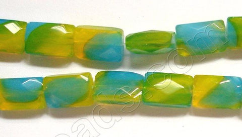 Turquoise & Yellow Qtz  -  Faceted Rectangles  12"