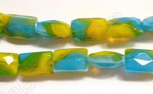 Turquoise &. Yellow Qtz  -  Faceted Rectangles  14"
