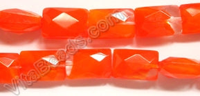 Orange Red &. Clear Crystal Qtz  -  Faceted Rectangles  14"