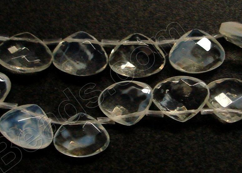 Frosted Ice Crystal Quartz  -  Faceted Flat Briolette  8"