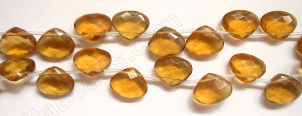 Deep Amber Crystal Quartz  -  Faceted Flat Briolette  8"