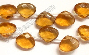 Deep Amber Crystal Quartz  -  Faceted Flat Briolette  8"