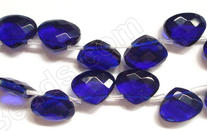 Royal Blue Crystal Quartz  -  Faceted Flat Briolette  8"