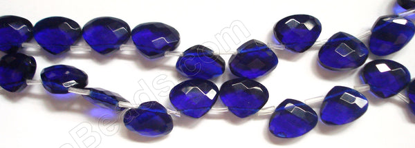 Royal Blue Crystal Quartz  -  Faceted Flat Briolette  8"