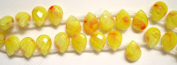 Yellow and Red Qtz  -  9x12mm Faceted Flat Briolette  6"