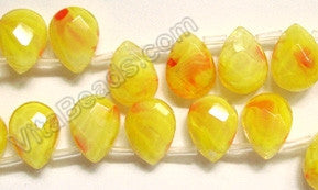 Yellow and Red Qtz  -  9x12mm Faceted Flat Briolette  6"