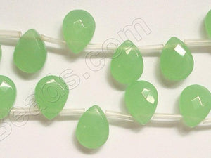 Olive Chalcedony Quartz  -  9x12mm Faceted Flat Briolette  6"