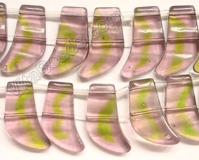Red Fluorite and Green Crystal Qtz  -  Double Drilled Boots 8"