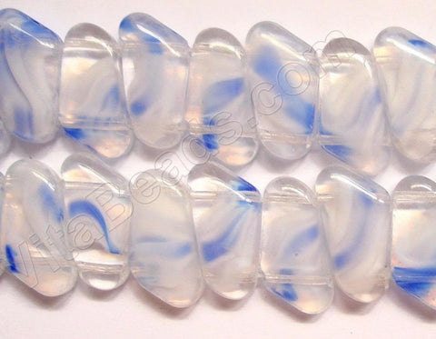 White and Blue Qtz  -  Double Drilled Irregular Flat 5"