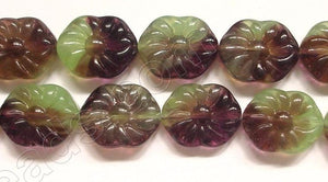 Purple and Green Chalcedony Qtz  -  Carved Oval Sunflower Strand 10"