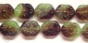 Purple and Green Chalcedony Qtz  -  Carved Oval Sunflower Strand 10"