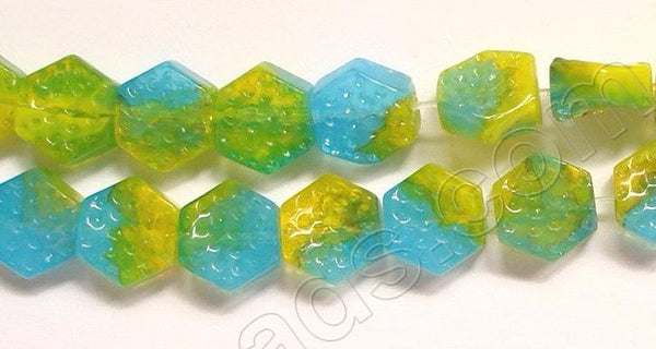 Aqua and Yellow Chalcedony Qtz  -  Dotted Flat Diamond 8"