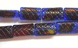 Blue and Yellow Red Crystal Qtz  -  Dotted Puff Rectangle  10"