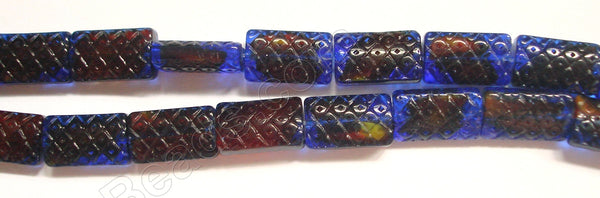 Blue and Yellow Red Crystal Qtz  -  Dotted Puff Rectangle  10"
