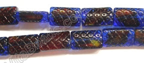 Blue and Yellow Red Crystal Qtz  -  Dotted Puff Rectangle  10"