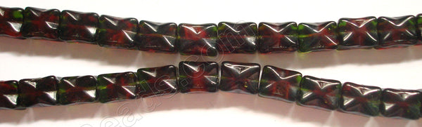Red Win. and Green Crystal Qtz  -  Faceted Cube  8.5"