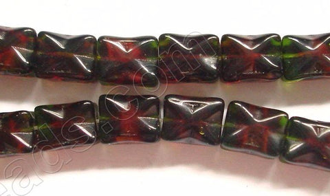 Red Win. and Green Crystal Qtz  -  Faceted Cube  8.5"