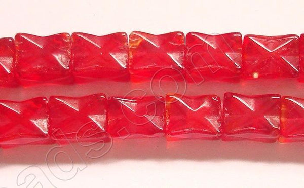 Red Crystal Qtz  -  Faceted Cube  8.5"