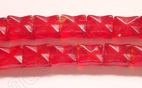 Red Crystal Qtz  -  Faceted Cube  8.5"