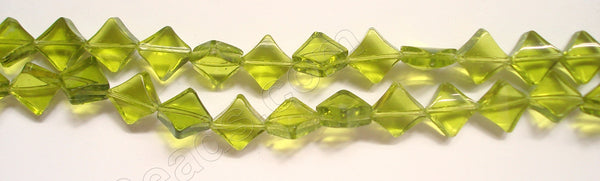 Olive Green Crystal Qtz  -  Di-drilled Puff Square  8.5"