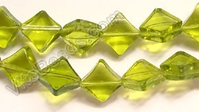 Olive Green Crystal Qtz  -  Di-drilled Puff Square  8.5"