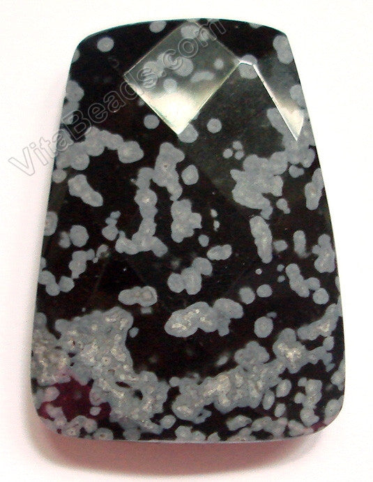 Snowflakes Obsidian - 30x40mm Faceted Ladder Pendant