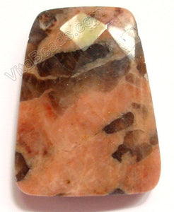 Feldspath Graphic Jasper Dark  - 30x40mm Faceted Ladder Pendant