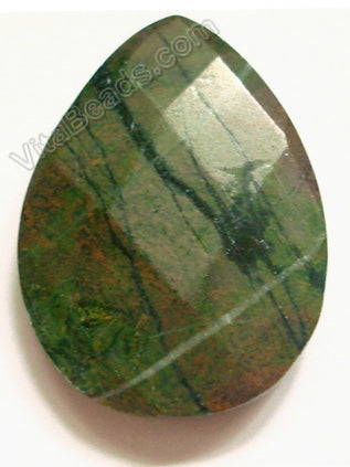 Africa Jade - Dark - Faceted Pendant - Briolette