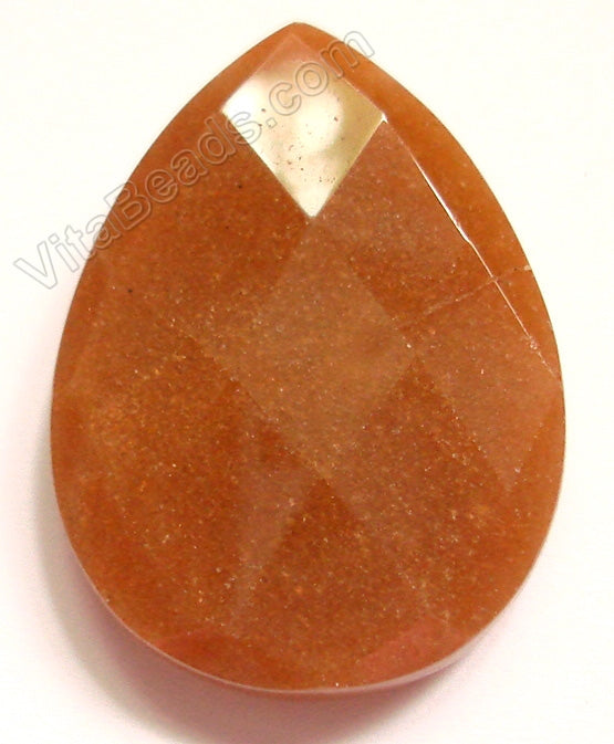 Red Aventurine - Dark - Faceted Pendant - Briolette