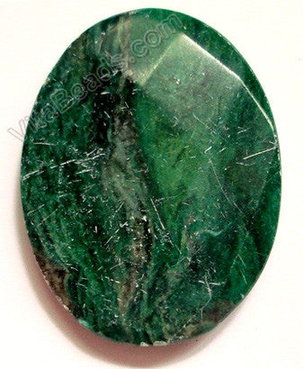 Africa Jade Pendant - 35x45mm Faceted Oval Top Horizontally Drilled