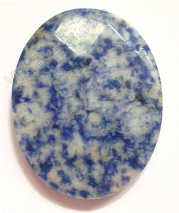 Blue Spot Stone - Faceted Oval Pendant