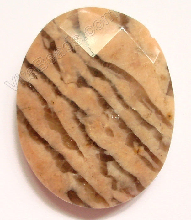 Pink Feldspath Graphic - Faceted Oval Pendant
