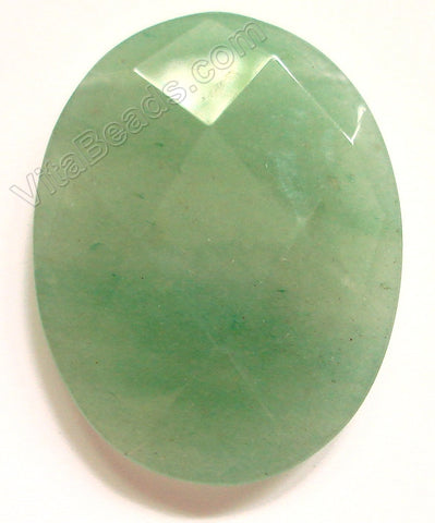 Light Green Aventurine - Faceted Oval Pendant