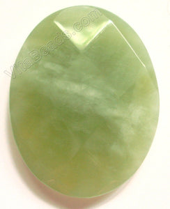 Dark New Jade - Faceted Oval Pendant