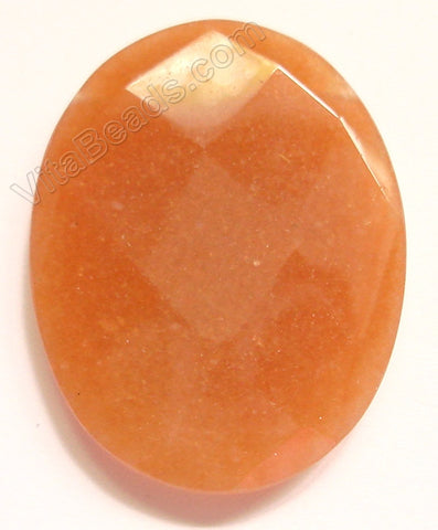 Light Red Aventurine - Faceted Oval Pendant