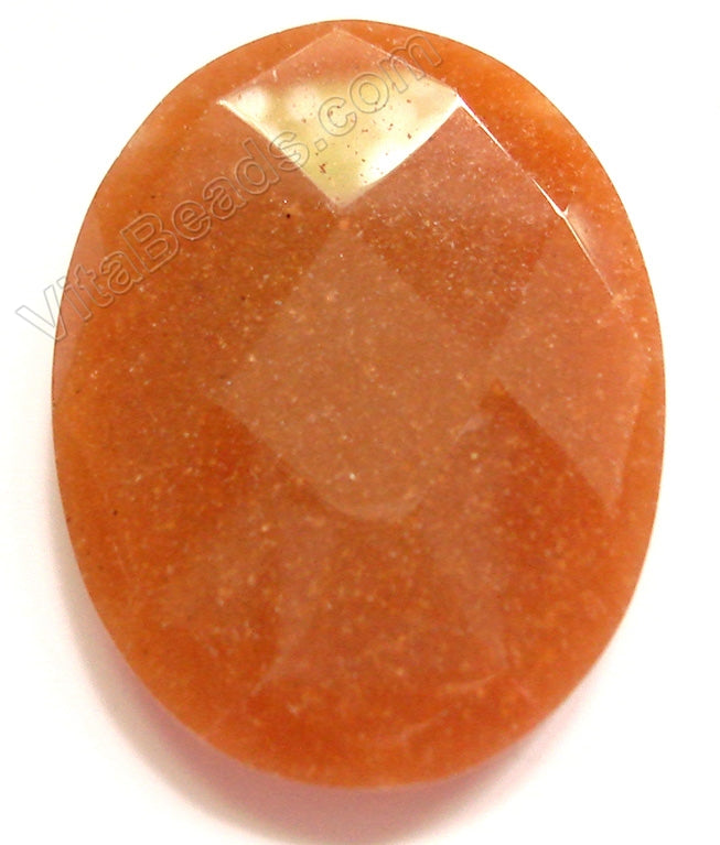 Dark Red Aventurine - Faceted Oval Pendant