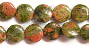 Unakite  -  Puff Coins  16"