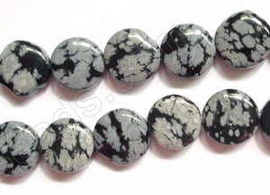Snowflake Obsidian  -  Puff Coins  16"