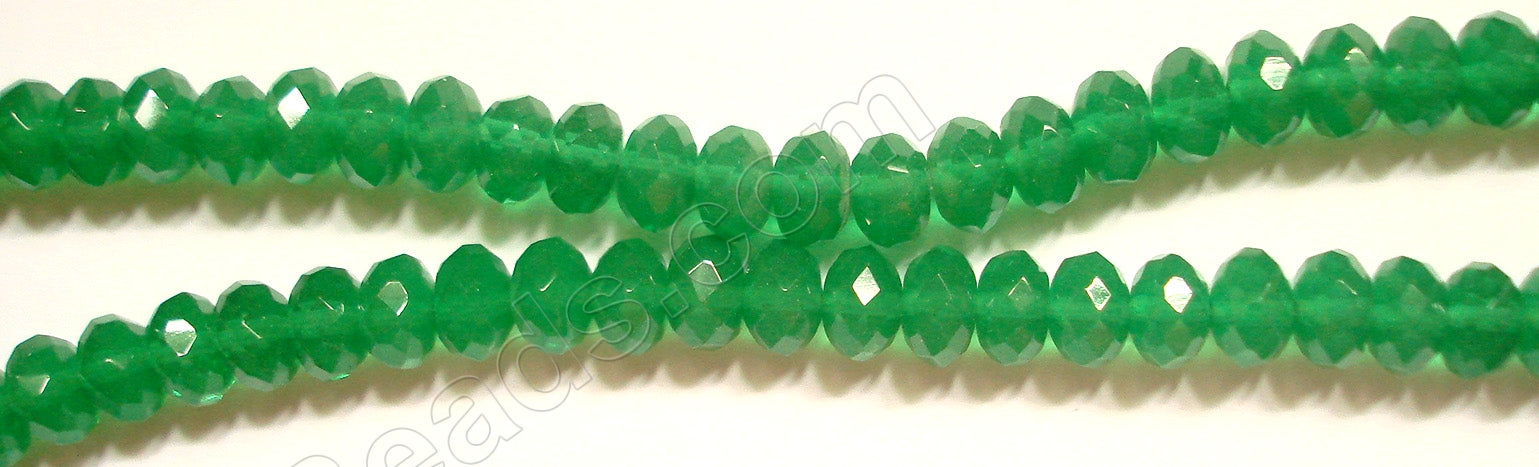 Opaque Sea Green Qtz  -  Faceted Rondels  16"     6 x 8 mm
