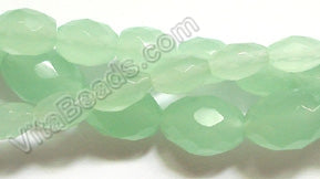 Faceted Rice - Light Green Chalcedony  16"