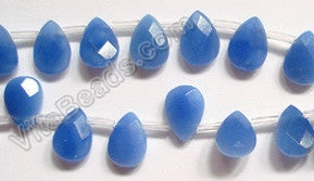 Blue Quartz  -  7x10mm Faceted Flat Briolette  16"