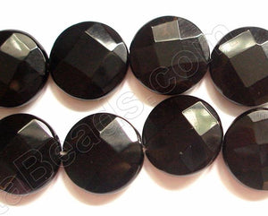 Black Onyx AA  -  Faceted Coin  16"