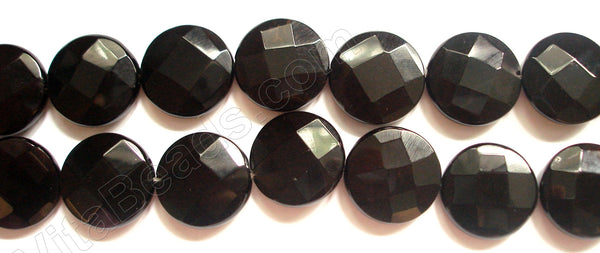 Black Onyx AA  -  Faceted Coin  16"