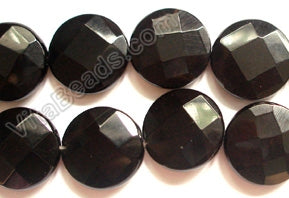 Black Onyx AA  -  Faceted Coin  16"