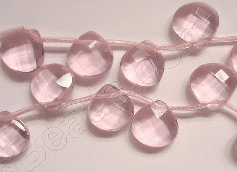 Pink Crystal Quartz  -  13mm Faceted Flat Briolette 16"