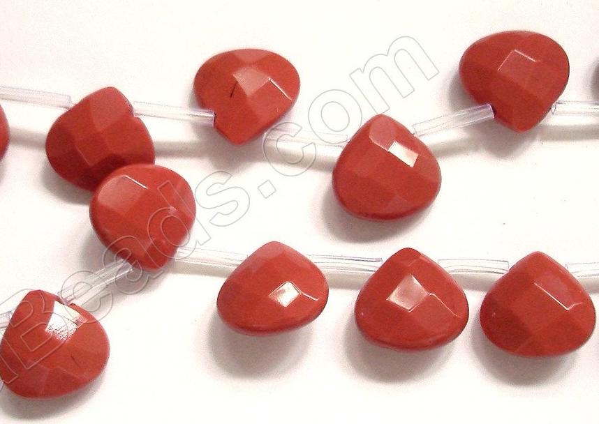 Dark Red Stone  -  13mm Faceted Flat Briolette 16"