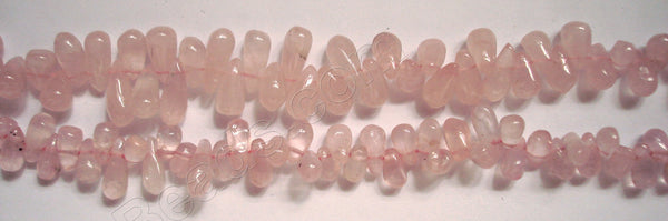 Rose Quartz  -  Plain Teardrop Side Drill 14"