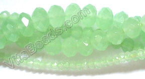 Green Chalcedony Quartz - Faceted Rondel   16"      6 x 8 mm