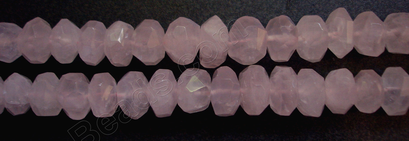 Rose Quartz  -  Machine Cut Faceted Rondels  16"