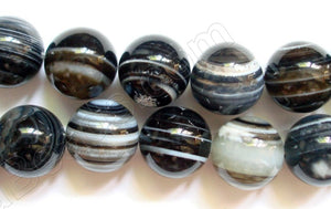Sardonix Agate AA  -  Big Smooth Round Beads  16"